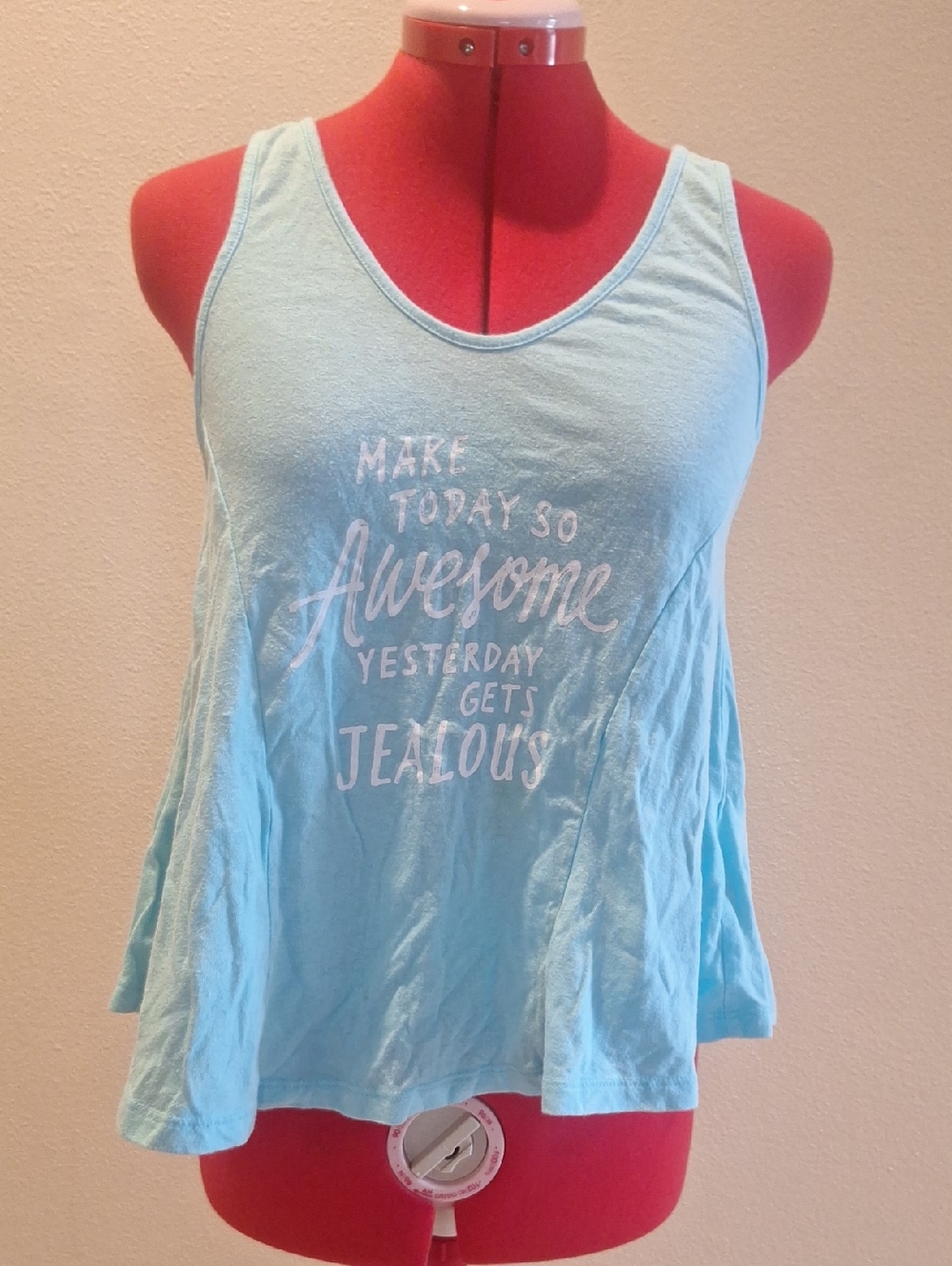 Aeropostale Light Blue Graphic Tank - Make Today So Awesome Size XS-TP